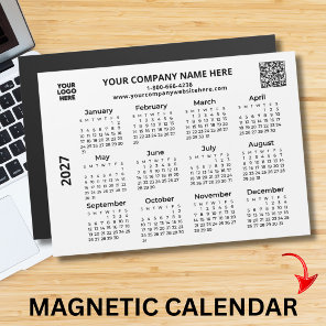 2027 Business Your Logo QR Code Calendar Magnet