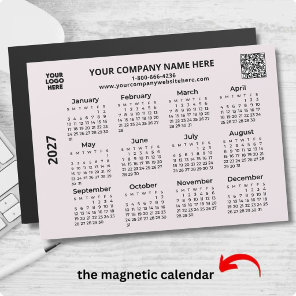 2027 Business Your Logo QR Code Calendar Magnet