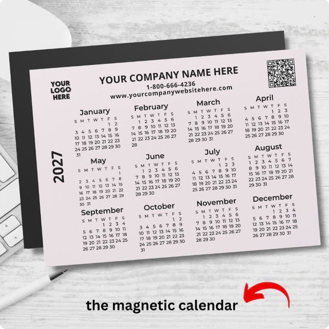 2027 Business Your Logo QR Code Calendar Magnet  (Creator Uploaded)