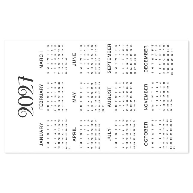 2027 Calendar #1 Four Rows, Three Columns Self-inking Stamp (Design)