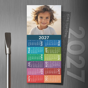 2027 Calendar 1 Photo Collage Colorful Magnet