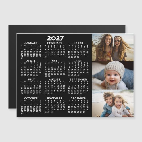 2027 Calendar 3 Photos Minimal Black White Magnet