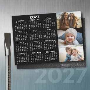 2027 Calendar 3 Photos Minimal Black White Magnet