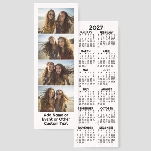 2027 Calendar 4 Photo Collage - Modern Black White Bookmarks