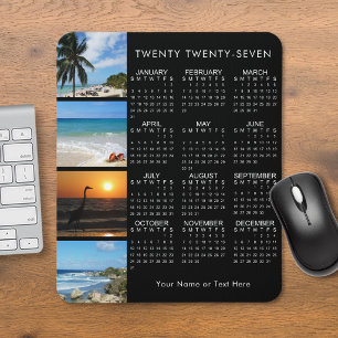 2027 Calendar 4 Photo Collage Personalized Color Mouse Pad