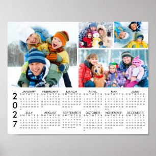 2027 Calendar 4 Photo Collage Personalized Poster
