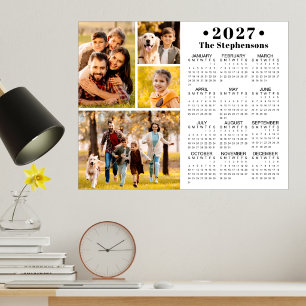 2027 Calendar 4 Photo Collage Personalized Poster