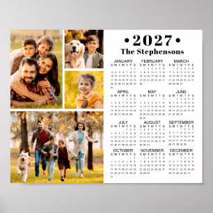 2027 Calendar 4 Photo Collage Personalized Poster