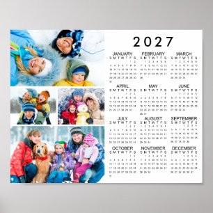 2027 Calendar 4 Photo Simple Poster