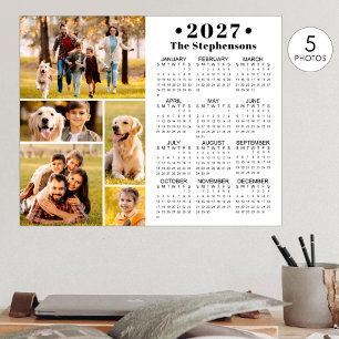 2027 Calendar 5 Photo Collage Personalized Poster
