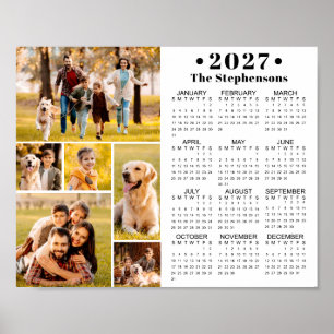 2027 Calendar 6 Photo Collage Personalized Poster
