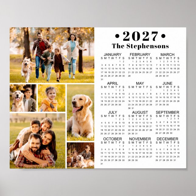 2027 Calendar 6 Photo Collage Personalized Poster (Front)