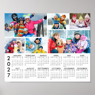 2027 Calendar 6 Photo Collage Personalized Poster