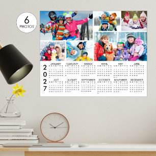 2027 Calendar 6 Photo Collage Personalized Poster