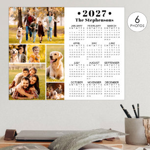2027 Calendar 6 Photo Collage Personalized Poster