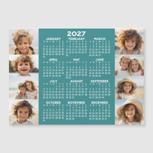 2027 Calendar - 8 Photos Basic Blue White Magnet