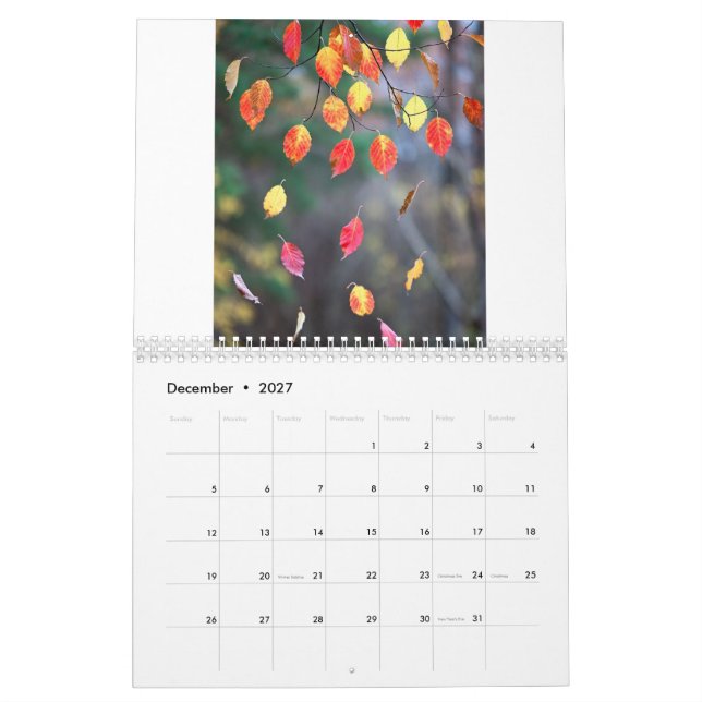 2027 Calendar (Autumn Leaves- Created by Grok) (Dec 2027)