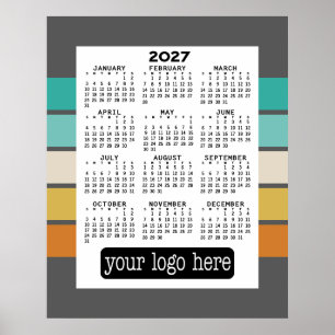 2027 Calendar - Basic Black White Minimal Poster