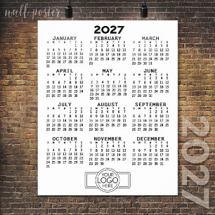 2027 Calendar - Basic Black White Minimal Poster