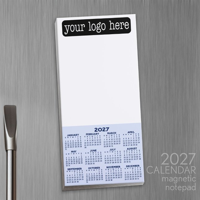 2027 Calendar - Basic Blue White Minimal Magnetic Notepad (2027 Calendar Notepad)