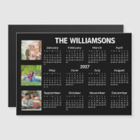 2027 Calendar Black White Photo Collage Magnet