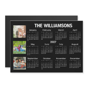 2027 Calendar Black White Photo Collage Magnet