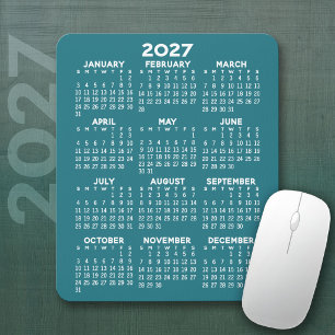 2027 Calendar - blue background - Vertical Mouse Pad