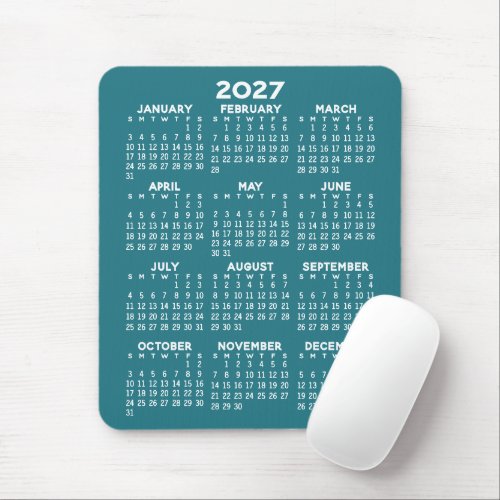 2027 Calendar - blue background - Vertical  Mouse Pad