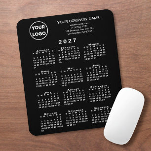 2027 Calendar Business Logo and Text Black Mouse Pad