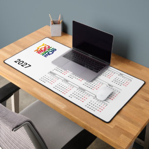 2027 Calendar Business Logo Corporate Office White Desk Mat