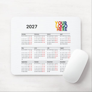 2027 Calendar Business Logo Corporate Office White Mouse Pad