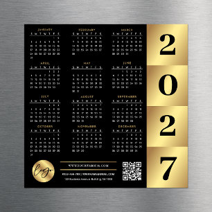2027 Calendar Business Logo QR Code Black & Gold