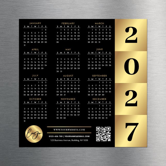 2027 Calendar Business Logo QR Code Black & Gold (Creator Uploaded)