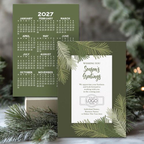 2027 Calendar - Business Logo Season's Greetings Holiday Card