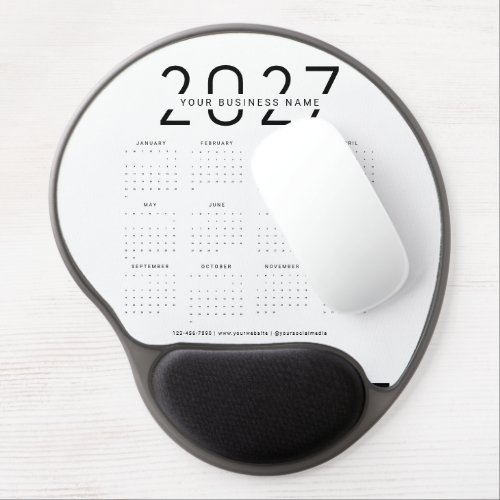 2027 Calendar Business Name Corporate Gel Mouse Pad