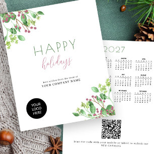2027 calendar business QR promotional holiday card