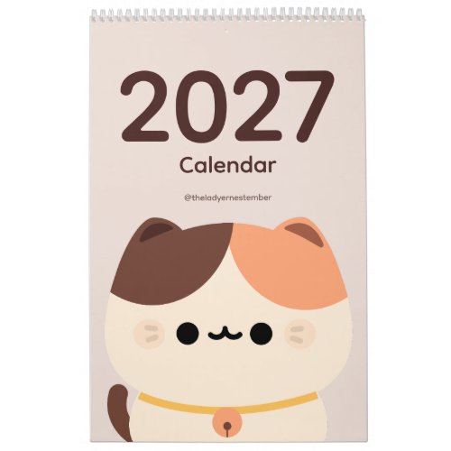 2027 Calendar Cat