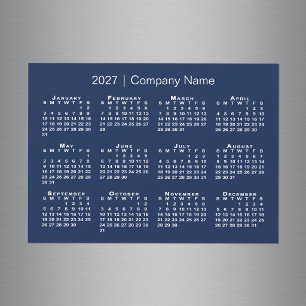 2027 Calendar Company Name Navy Blue Magnet