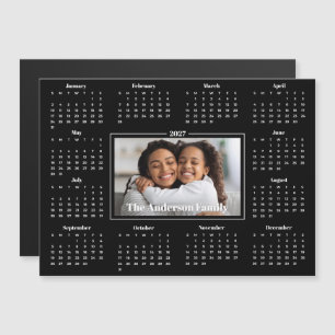 2027 Calendar Custom Photo Family Black Magnet