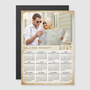 2027 Calendar Custom Photo Family Name Magnet Card