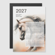 2027 Calendar Equestrian Horse Art Magnetic Card