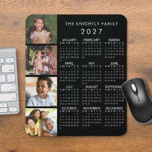 2027 Calendar Family 4 Photo Personalized Color Mouse Pad