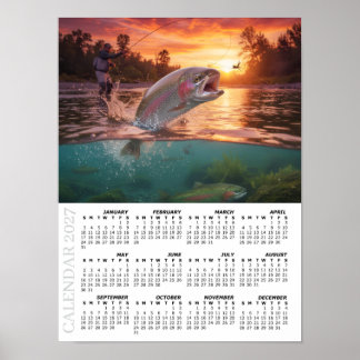 2027 Calendar, Fly Fishing, Trout / Fish Poster