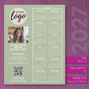 2027 Calendar for Office logo, QR Code, Photo Plus Letterhead