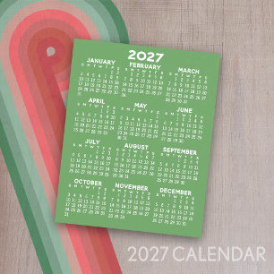 2027 Calendar - Full Year Basic - Flat Sheet Paper