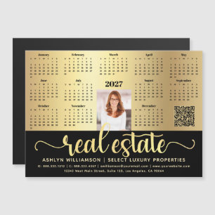2027 Calendar Gold Real Estate QR Code Magnet