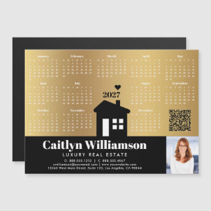 2027 Calendar Gold Realtor Photo QR Code Magnet