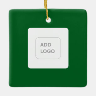 2027 Calendar Green QR Code Business Logo Ceramic Ornament
