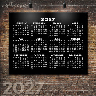 2027 Calendar - horizontal - Minimalist Black Poster