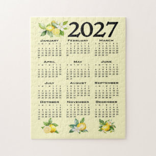 2027 Calendar Italian Style Lemons Yellow Jigsaw Puzzle